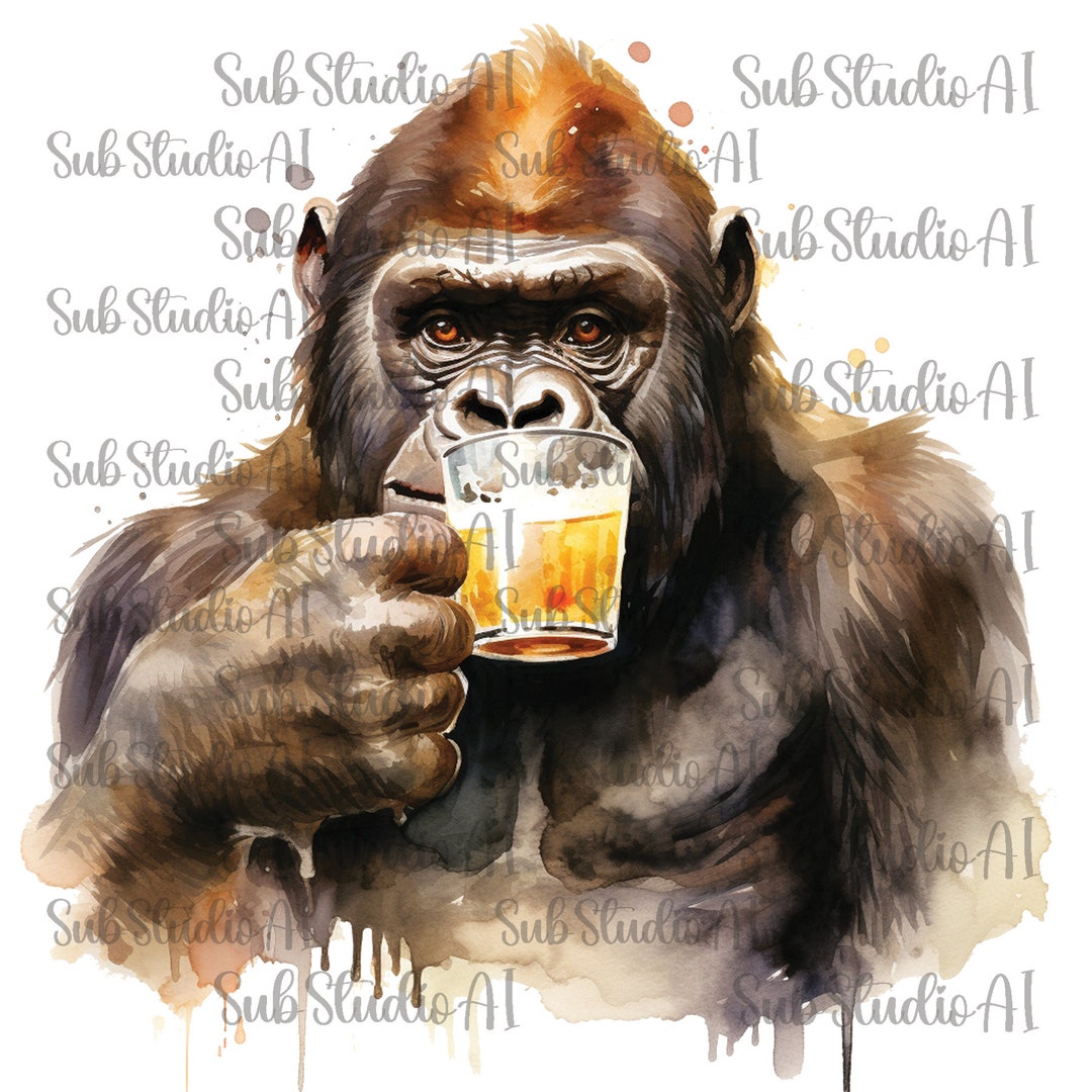 Gorillas Drinking Beer PNG Digital Download Sublimation Etsy