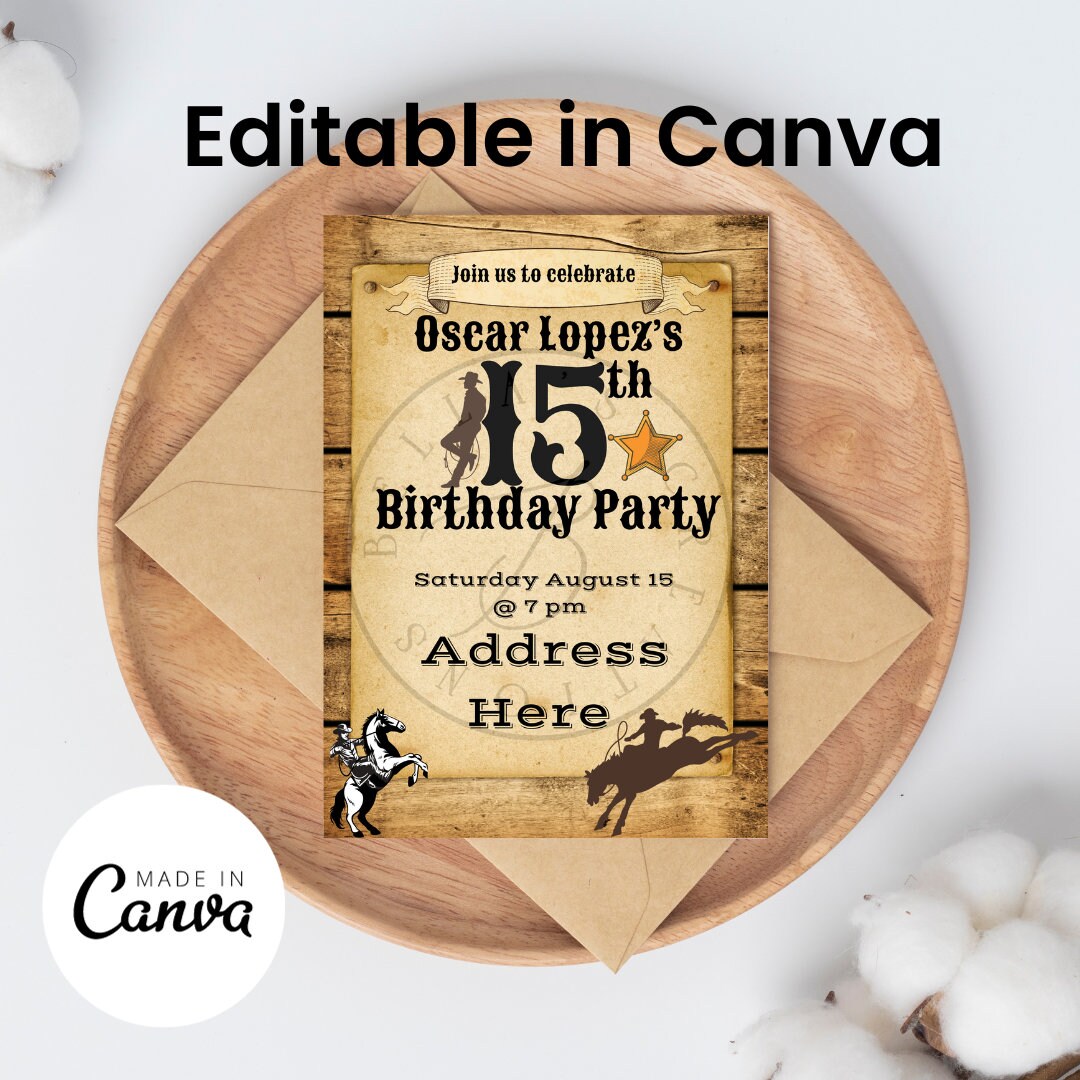 Cowboy Theme Invitation Party| Party Invitations| Digital Files - Etsy