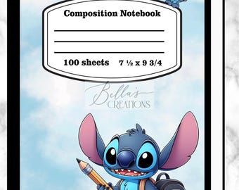 Composition Notebook Covers|   Digital Prints| Ready to Print| PNG Files| Stitch| Notebook Covers