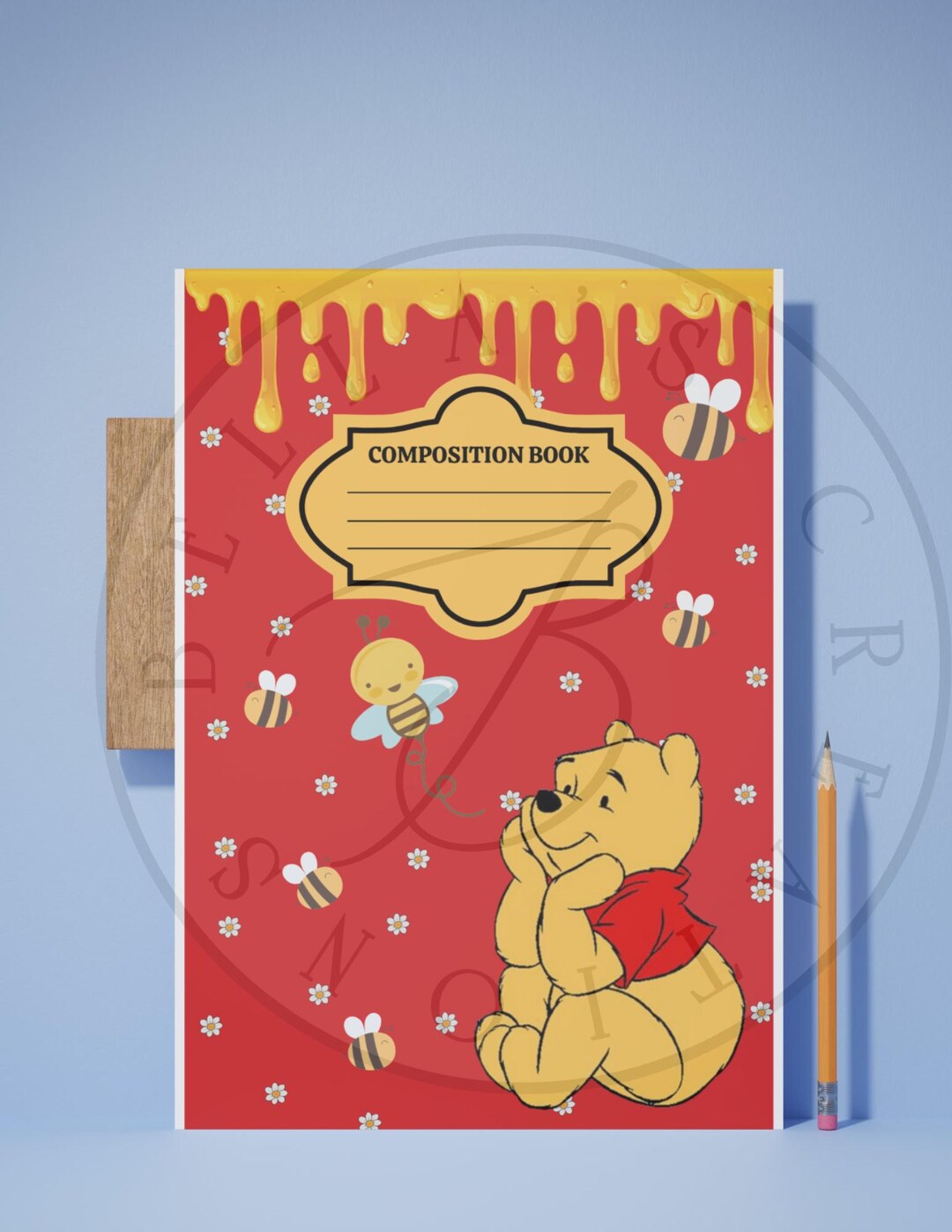 Composition Books Covers| Png Files| Digital Files| Bear With Honey ...