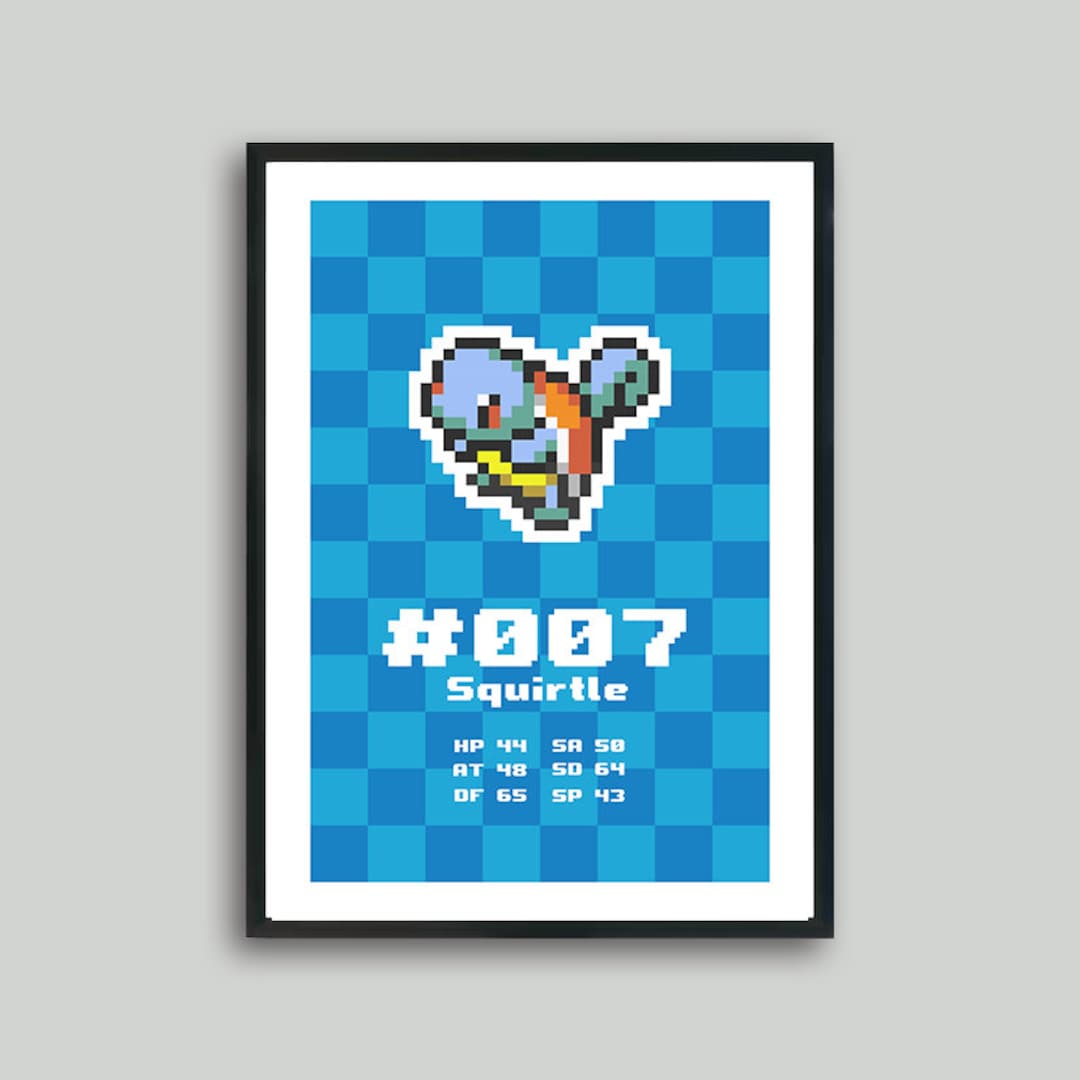 minimal-pixel-squirtle-sprite-pokemon-wall-art-poster-etsy
