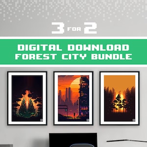 Digital Download Forest Solarpunk City Aesthetic Wall Art Poster