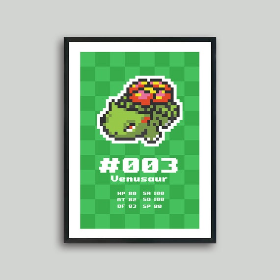Minimal Pixel Venusaur Sprite Pokemon Wall Art Poster - Etsy