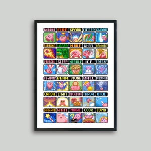 Kirby PRINTABLE Video Game Powers Ability Minimal Pixel Sprite Art Digital File