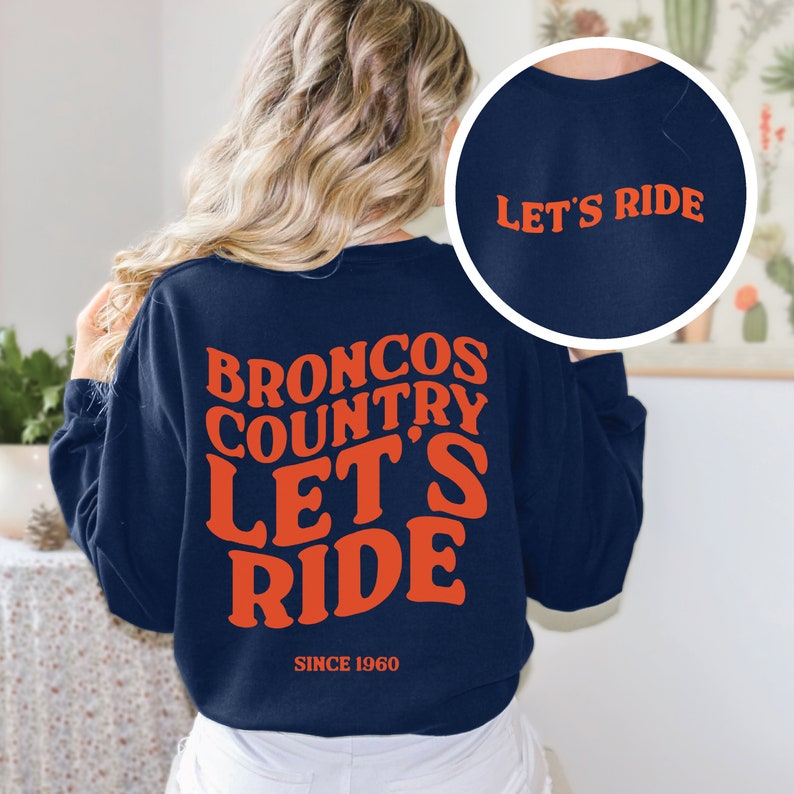 Denver Broncos Football Sweatshirt, Denver Football shirt, Vintage Style Denver Football Sweatshirt, Denver Fan Gift, Sunday crewneck, image 1