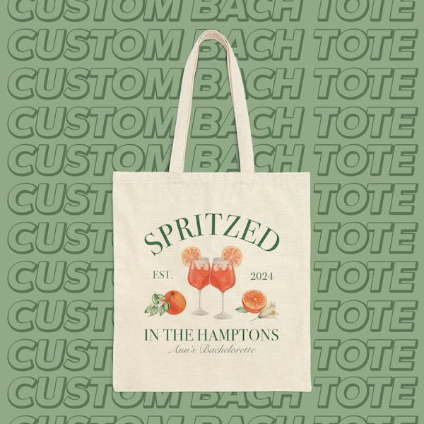 Aperol Spritz bag, Custom Location Bachelorette tote, Retro Cocktail Bach Theme, Bridal Party Gifts, Gift for Bride, Bach Trip swag