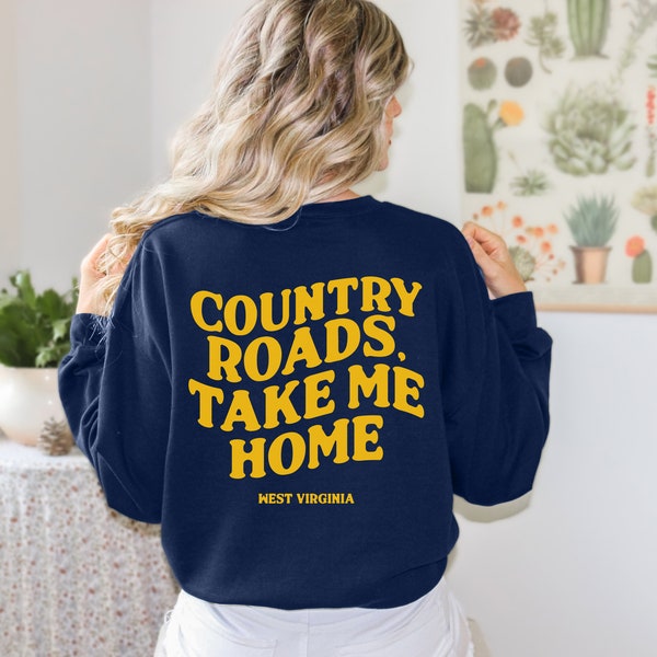 Country Roads Crew Neck, West Virginia University, Sweatshirt, West Virginia, Mountaineers shirt, virginia sweatshirt, Football, basketball