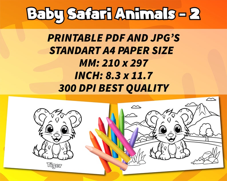 10 Printable Baby Safari Animals Coloring Pages Vol.2 - Etsy
