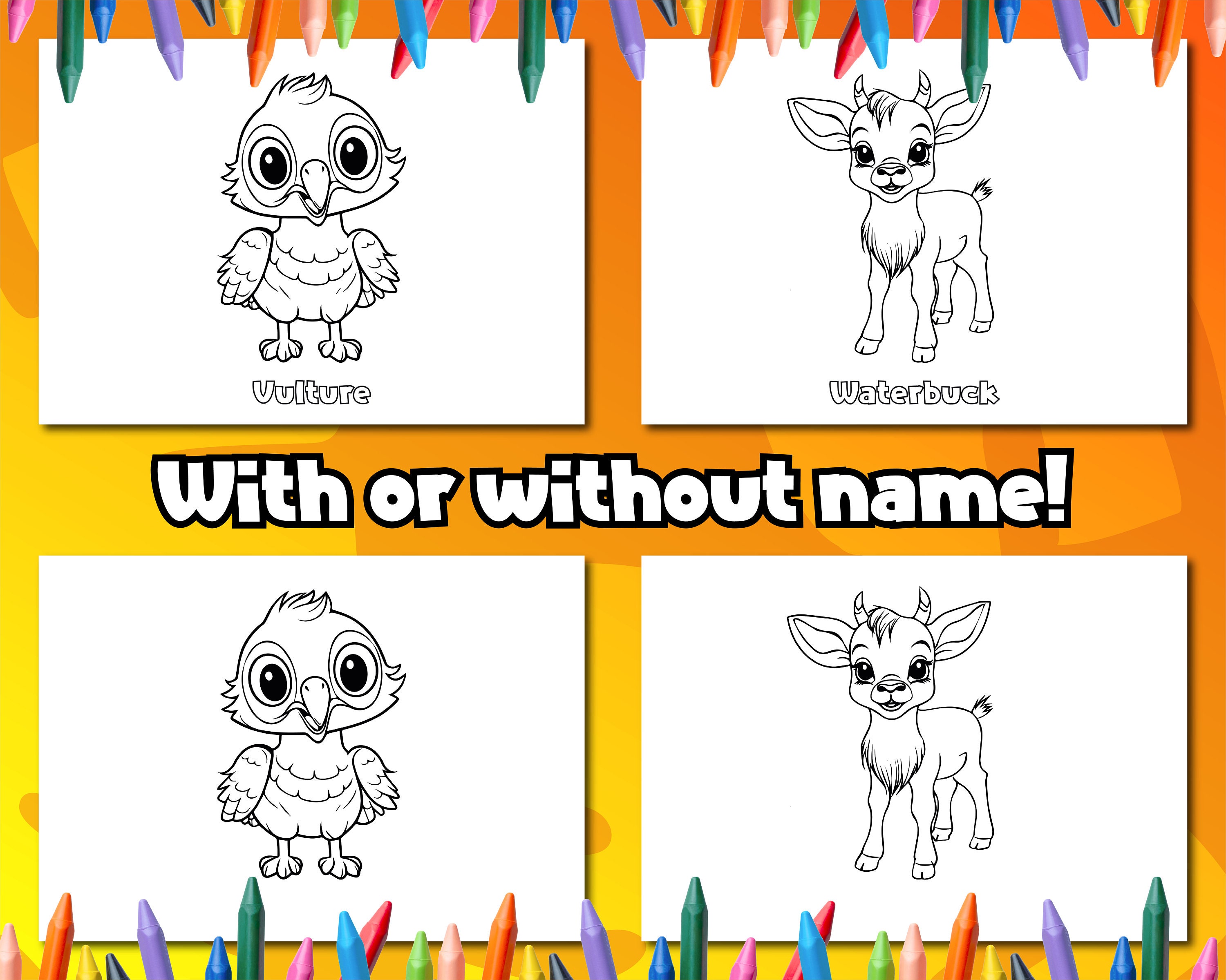 10 Printable Baby Safari Animals Coloring Pages Vol.2 - Etsy