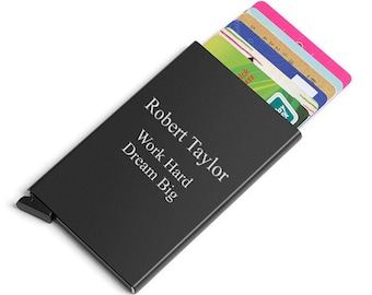 Personalized RFID Blocking Automatic Credit Card Holder - Free Engraving