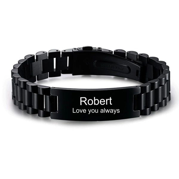 Personalized Quality Stainless Steel Causal Black ID Bracelet