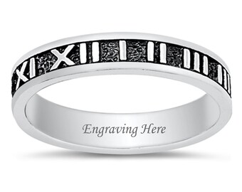 Personalized 925 Sterling Silver Roman Numerals Ring