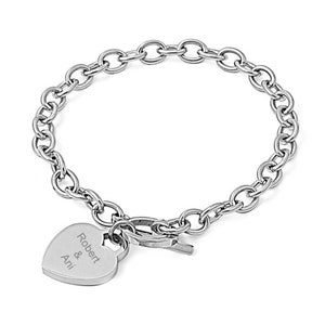 Personalized Quality Heart Charm Bracelet