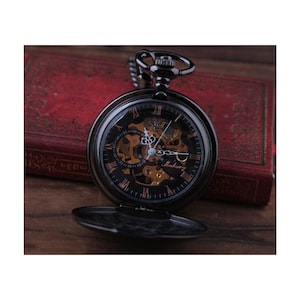 Pocket Watch Quality Ice Black Mechanical Personalized Pocket Watch - Free Engraving Groomsmen Gift