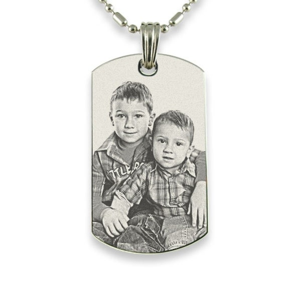 Personalized Stainless Steel Photo Dog Tag Pendant - Free Engraving