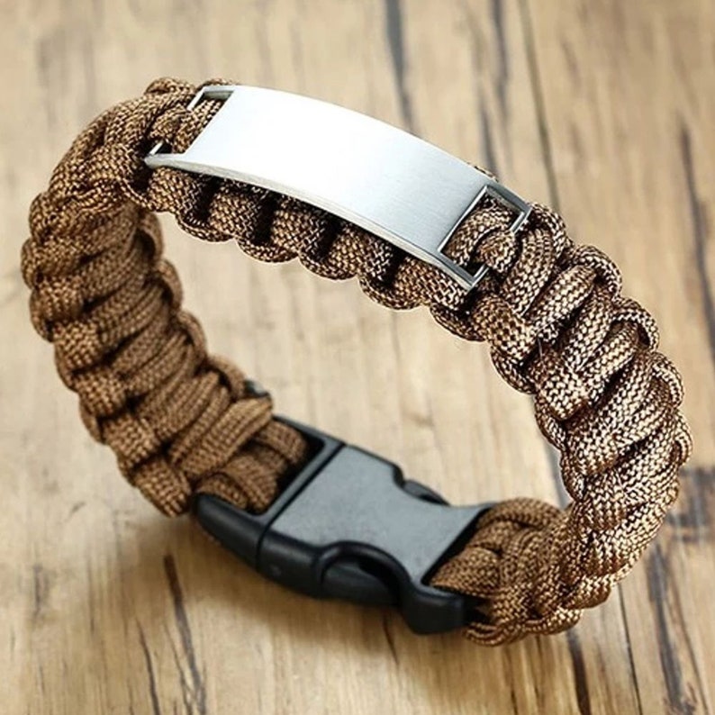Men's Survival Paracord Rope Bracelet With Stainless Steel Etsy