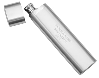 Personalized Portable Stainless Steel 2oz Flask with Cigar Holder - Free Engraving