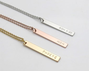 Personalized Stainless Steel Vertical Name Bar Necklace
