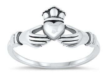 Personalized 925 Sterling Silver Irish Claddagh Ring