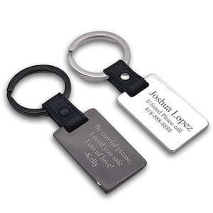 Personalized Luxury High Quality Stainless Steel Keychain with Leather- Free Engraving