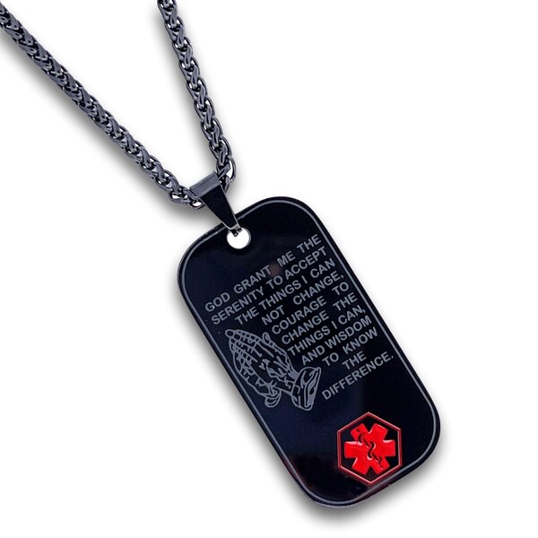 Quality Stainless Steel Gold Tone Serenity Prayer Medical Alert ID Tag - Free Engraving