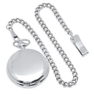 Winding Mechanical Pocket Watch with Silver Blue Dial Free Engraving image 2
