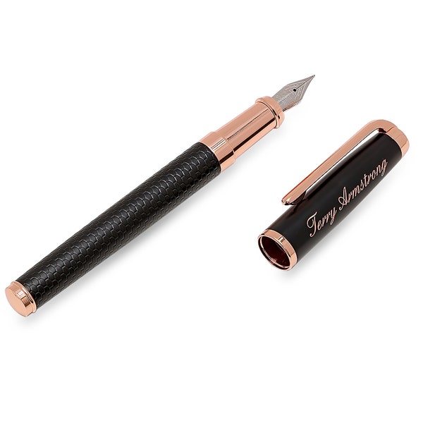 Quality Black and Rose Gold Color Fountain Pen - Free Engraving