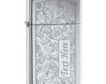 Personalized Zippo Slim Venetian Chrome Lighter