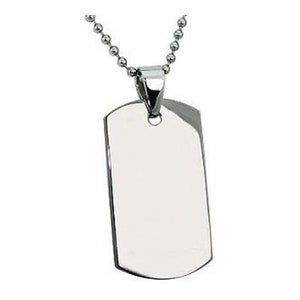 Stainless Steel Dog tag with 30" bead chain