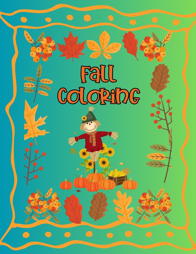 Fall-themed Coloring Pages for Kids - Etsy