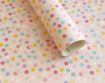 Polka dot faux leather, Vegan leather fabric, Faux leather sheets, Pastel faux leather, Craft supplies, Hairbow supplies, Earring leather