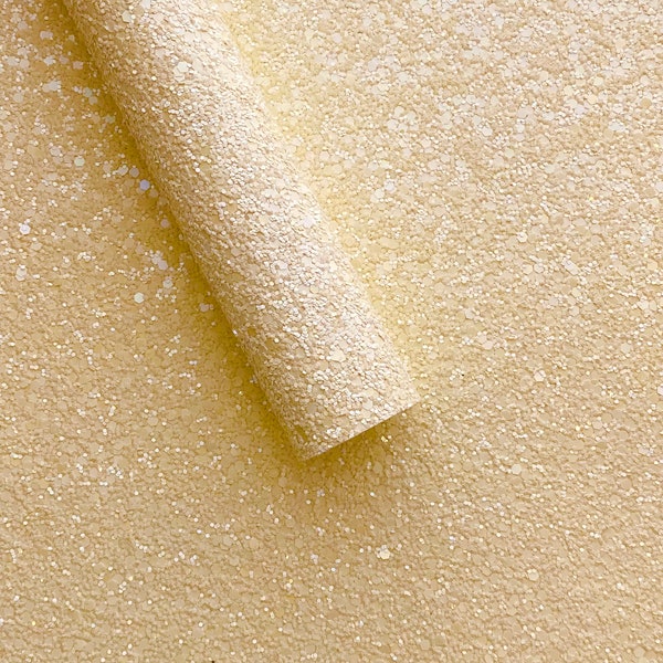 Pale yellow chunky glitter faux leather - Yellow glitter faux leather - Glitter faux leather - Faux leather glitter - Glitter marine vinyl