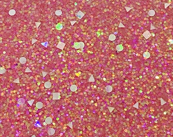Bright Pink Chunky Glitter Faux Leather Sheet: Geometric Hair Bow Fabric