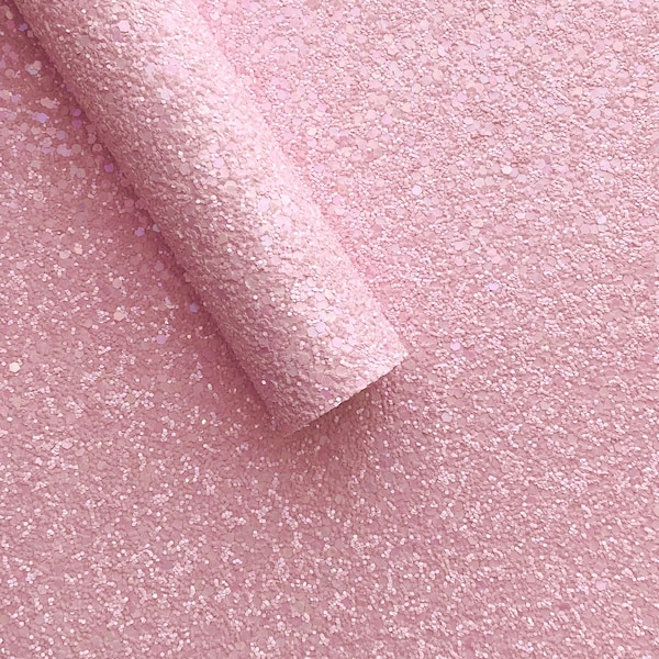 Pink chunky glitter faux leather - Pink glitter faux leather - Pink glitter vegan leather - Pale pink glitter faux leather - Pink leather