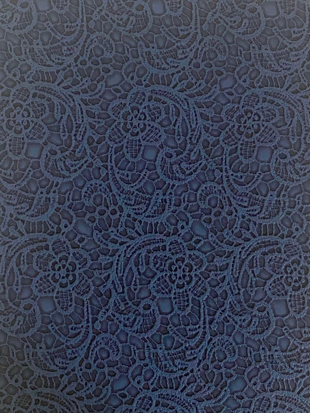 Lace Faux Leather - Navy Faux Leather - Faux Leather Sheet - Lace ...