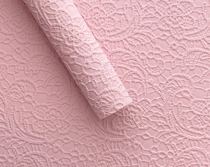 Pink lace faux leather - Pink faux leather -Faux leather sheet - Faux leather - Pink lace marine vinyl - Pink vegan leather - Marine vinyl