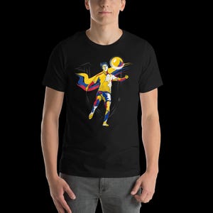 Colombian Soccer Star Tee | Yellow, Blue, Red | Vintage Vibe | Football Fan | Retro Soccer Jersey | Colombian Player | Yellow, Blue, Red