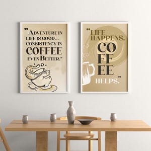 Life Happens, Coffee Helps | Motivational Coffee Quote | Coffee Cub| vintage style Art | Printable Poster