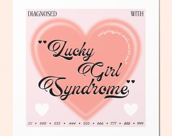 Lucky Girl Manifestation Poster with Affirmation and Lucky Numbers Instant Digital Download Printable