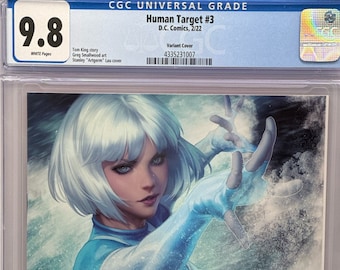 The HUMAN TARGET #3 ‘Ice’ Variant Artgerm Lau Art Cover. High-Grade 9.8 Cgc. Collectible DC Comic Book. Nice Cover! High-Grade Slab Comic