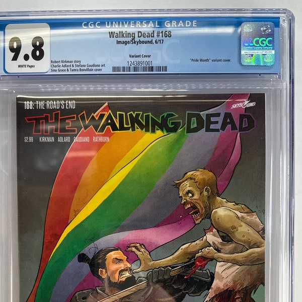 The Walking Dead 168: the road’s end — Pride Month Variant Cover. High-Grade 9.8 CGC Slab. IMAGE Comic Book.
