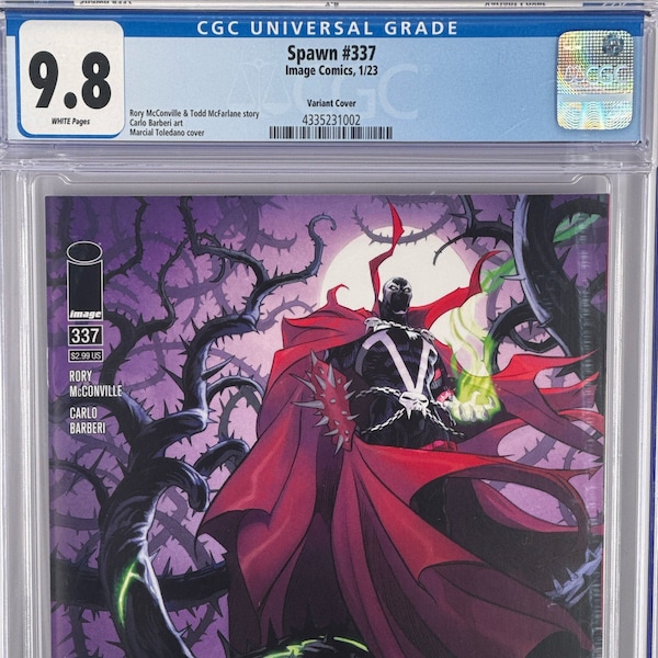 SPAWN #337 Toledano Art Variant Cover. High-Grade 9.8 CGC. Collectible IMAGE Comic Book. High-Grade Slab. Todd McFarlane