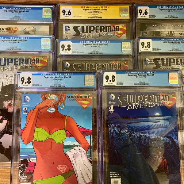 SUPERMAN: Cómics graduados CGC de American Alien. Elija entre 1 y 7 con portadas variantes, etc. ¡Coleccionable de alta calidad! Elija del menú desplegable.