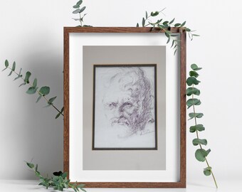 Retrato Dibujo Regalo Impresión digital Decoración para el hogar Descarga instantánea Arte Dark Academia Wall Art Light Academia Decor Regalo para él Regalo para ella