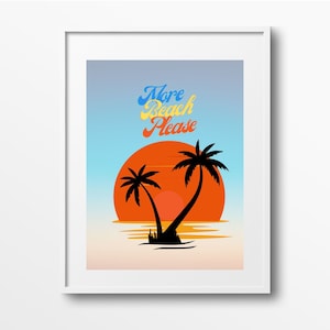 Beach and Palm trees, Beach Poster, Beach Poster, Palm Trees Sun poster, Summer Beach Poster, Calm Palm Tree poster