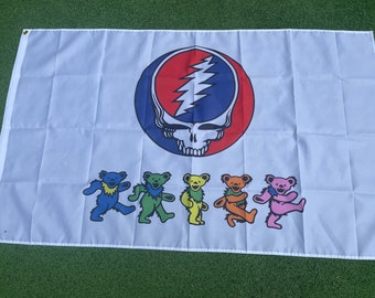 Grateful Dead Skull and Bears Flag
