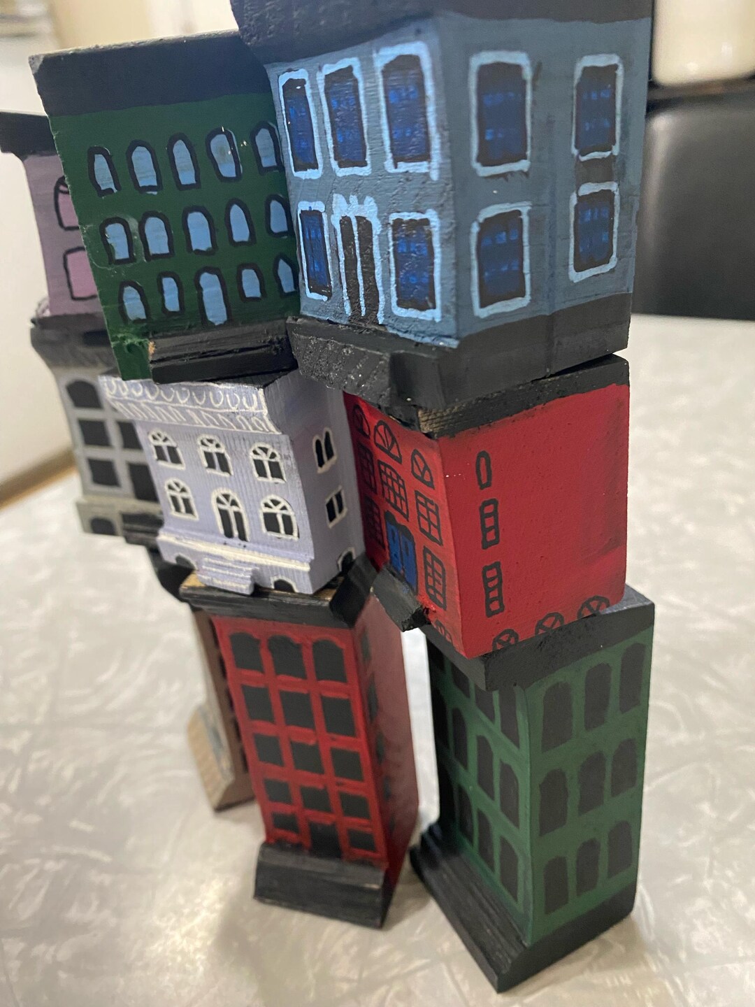 Handmade Buildings Handmade SOHO Wood Village: Painted Miniature New York City Buildings ...