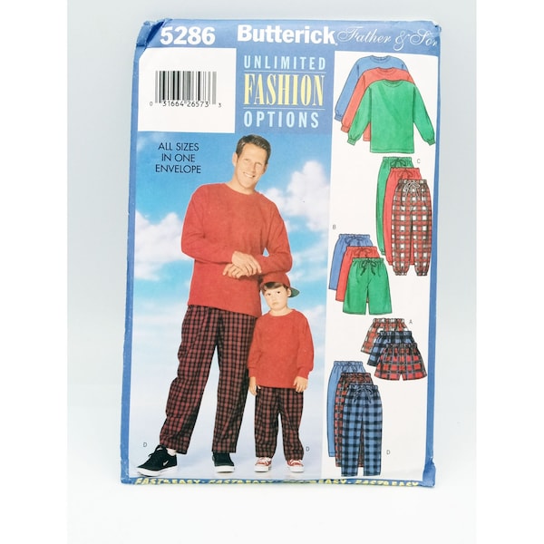 Butterick 5286 Sewing Pattern Mens & Boys Sweat Shirt and Pants All Sizes Uncut