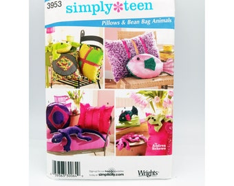Simplicity Pattern 3953 Home Decorating Pillows and Bean Bag Animals Simply Teen