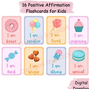 Positive Affirmation Karteikarten für Kinder, Süßes Karteikarten für Kinder, Affirmation für Kinder, Ich bin Karte zum Ausdrucken